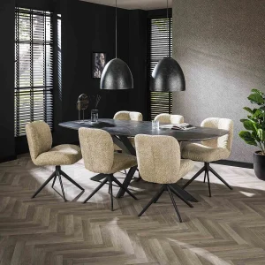 Eetkamertafel 215 Deens Ovaal – 3D Melamine Slate Stone