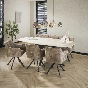 Eetkamertafel 215 Deens Ovaal Romano – Travertin 3D Keramiek