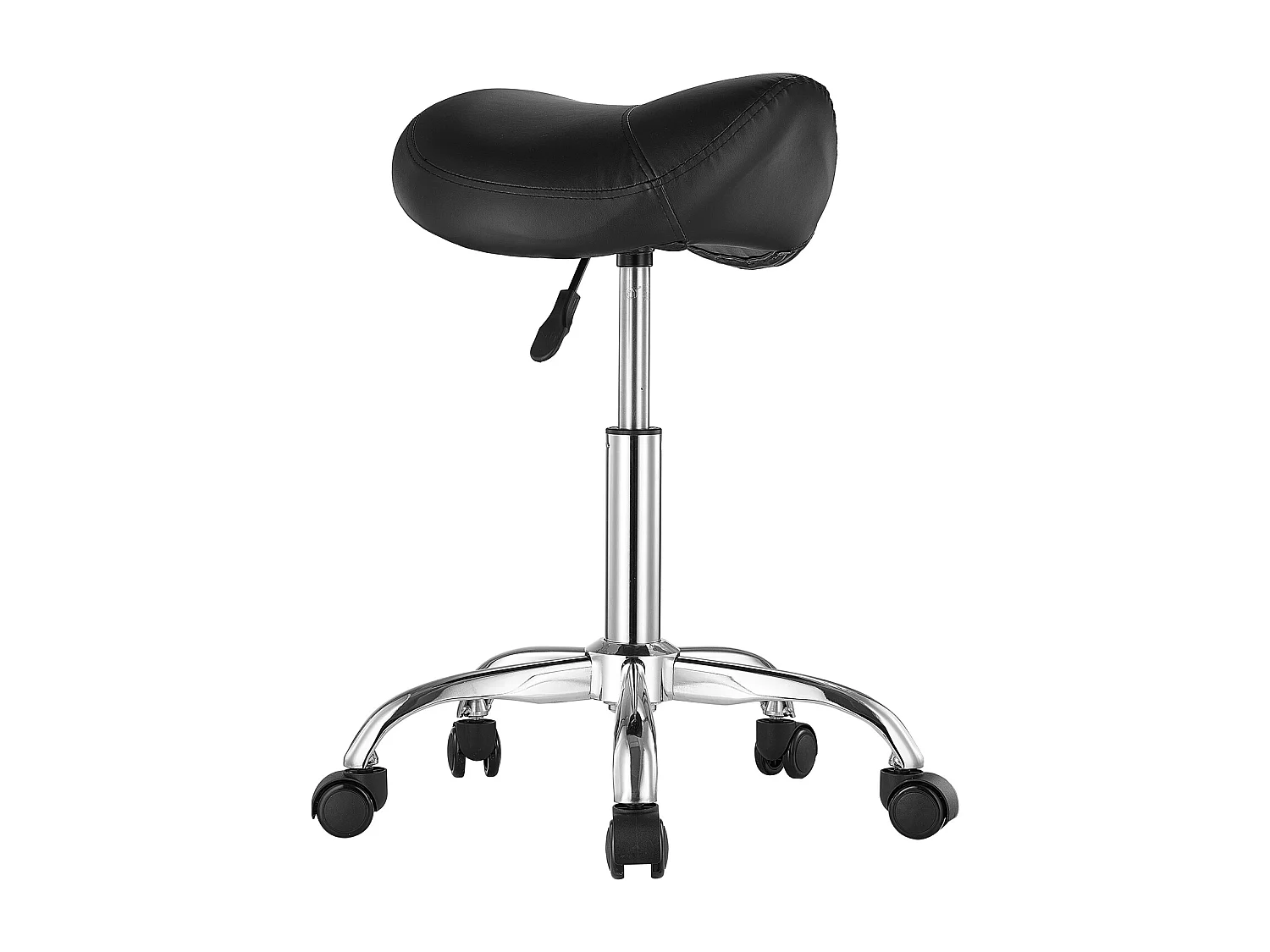 Ergonomische Zadelkruk, SucceBuy Verstelbare PU Leren Zadelkruk met Wielen, Zwart