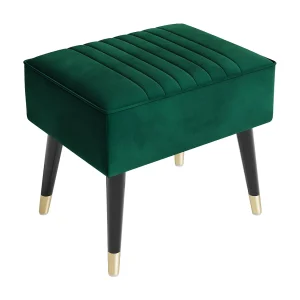 Fluwelen voetenbankje, poef met metalen poten voor woonkamer, slaapkamer, 52 x 40 x 49 cm – grijs