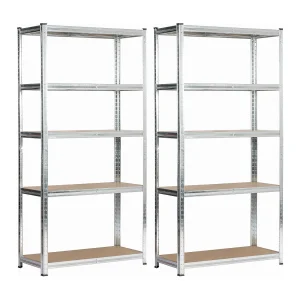 Dubbel Metalen Stellingkast 90x40x180 cm – Zilver Galvaniseerd – 10 Planken – Zelfmontage – Maximale Draagkracht per Plank: 175 kg