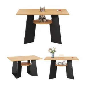 Eettafel – 130 x 85 x 75 cm – met dierenruimte en opberglade – MDF – zwart Eettafel – 130 x 85 x 75 cm – met dierenruimte en opberglade – MDF – zwart