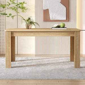 Eettafel voor 6 personen met 4 dikke poten, lichte natuurlijke houtnerf Eettafel voor 6 personen met 4 dikke poten, lichte natuurlijke houtnerf