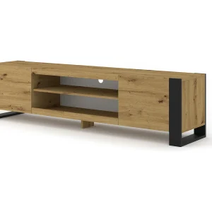 Gani Wood en Zwart 2-deurs TV-meubel 188 cm Gani Wood en Zwart 2-deurs TV-meubel 188 cm