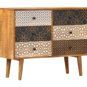 Dressoir met geprint patroon 90x30x70 cm massief mangohout Dressoir met geprint patroon 90x30x70 cm massief mangohout