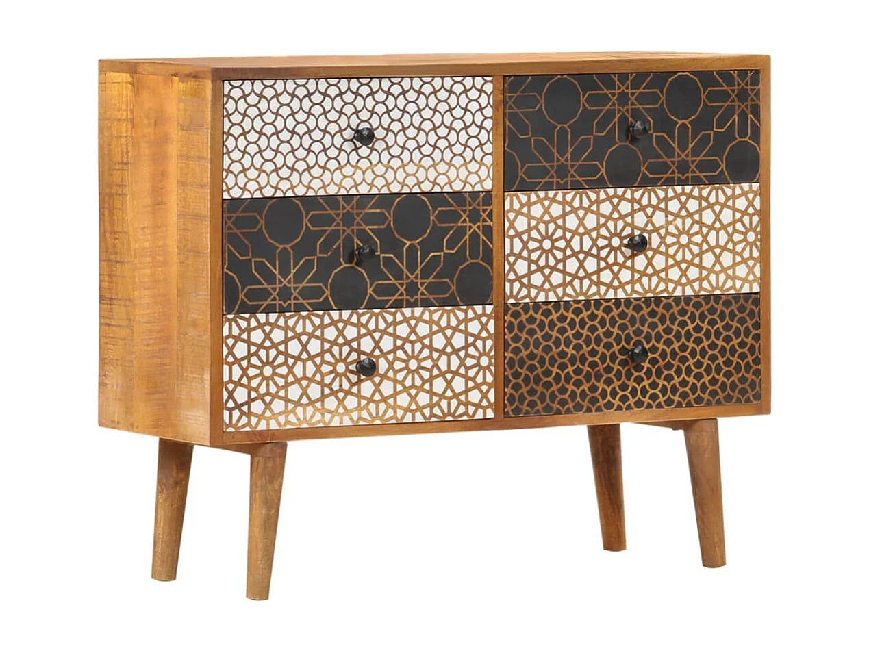 Dressoir met geprint patroon 90x30x70 cm massief mangohout