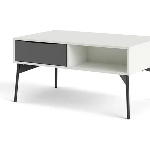 Elly salontafel 1 lade, 3 planken mat wit, grijs. Elly salontafel 1 lade, 3 planken mat wit, grijs.
