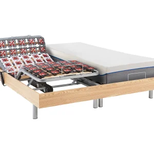 Elektisch relaxbed contactplaatjes vormgeheugen HESIODE III – OKIN Eiken – 2 x 70 x 190 cm