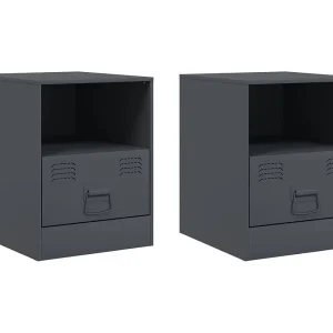 Elthor Nachtkastjes 2 st 34,5x39x44 cm staal antracietkleurig Elthor Nachtkastjes 2 st 34,5x39x44 cm staal antracietkleurig