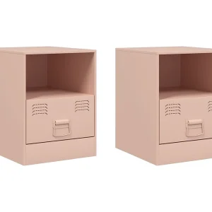 Elthor Nachtkastjes 2 st 34,5x39x44 cm staal roze Elthor Nachtkastjes 2 st 34,5x39x44 cm staal roze