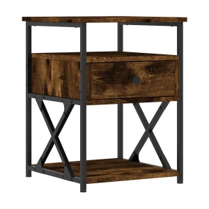 Eufaula Nachtkastje 40x42x55 cm bewerkt hout gerookt eikenkleurig Eufaula Nachtkastje 40x42x55 cm bewerkt hout gerookt eikenkleurig