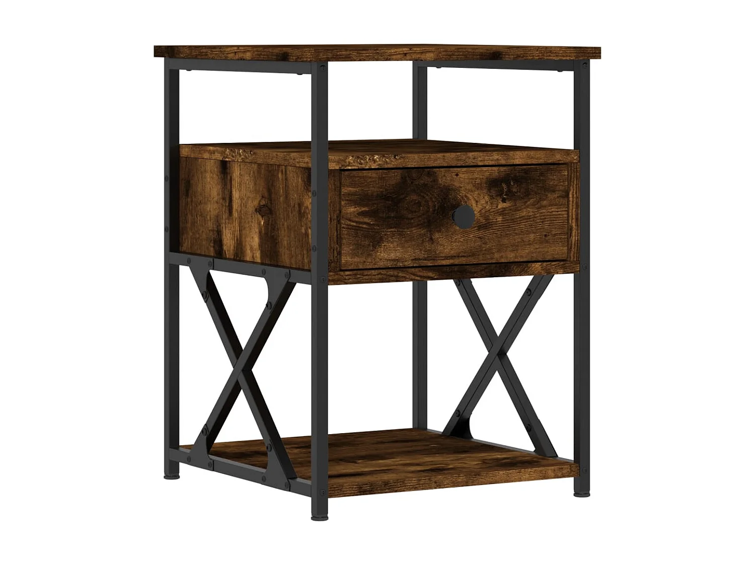 Eufaula Nachtkastje 40x42x55 cm bewerkt hout gerookt eikenkleurig