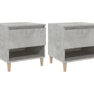 Galorn Nachtkastjes 2 st 50x46x50 cm bewerkt hout betongrijs Galorn Nachtkastjes 2 st 50x46x50 cm bewerkt hout betongrijs