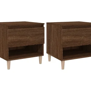 Galorn Nachtkastjes 2 st 50x46x50 cm bewerkt hout bruin eikenkleur Galorn Nachtkastjes 2 st 50x46x50 cm bewerkt hout bruin eikenkleur