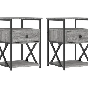 Eufaula Nachtkastjes 2 st 40x42x55 cm bewerkt hout grijs sonoma eiken Eufaula Nachtkastjes 2 st 40x42x55 cm bewerkt hout grijs sonoma eiken