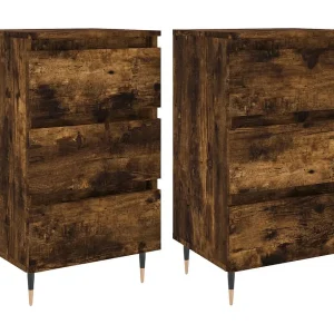 Drom Nachtkastjes 2 st 40x35x69 cm bewerkt hout gerookt eikenkleurig Drom Nachtkastjes 2 st 40x35x69 cm bewerkt hout gerookt eikenkleurig