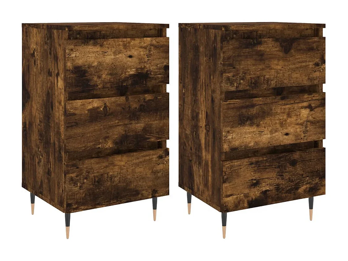 Drom Nachtkastjes 2 st 40x35x69 cm bewerkt hout gerookt eikenkleurig
