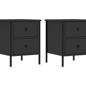 Elmhurst Nachtkastjes 2 st 40x42x50 cm bewerkt hout zwart Elmhurst Nachtkastjes 2 st 40x42x50 cm bewerkt hout zwart