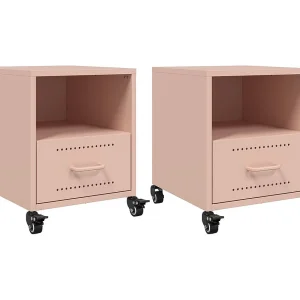 Evalara Nachtkastjes 2 st 36x39x43,5 cm staal roze Evalara Nachtkastjes 2 st 36x39x43,5 cm staal roze