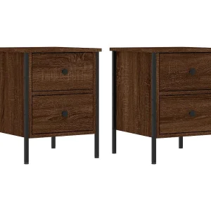 Elmhurst Nachtkastjes 2 st 40x42x50 cm bewerkt hout bruin eikenkleur Elmhurst Nachtkastjes 2 st 40x42x50 cm bewerkt hout bruin eikenkleur