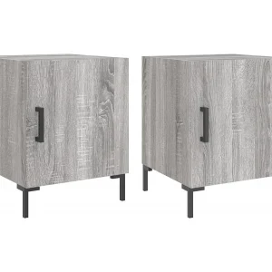 Emarente  Nachtkastjes 2 st 40x40x50 cm bewerkt hout grijs sonoma eiken