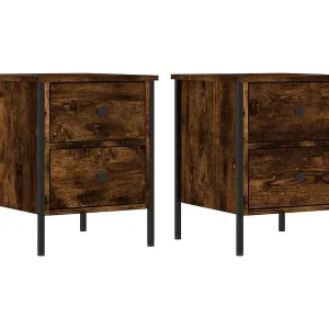 Elmhurst Nachtkastjes 2 st 40x42x50 cm bewerkt hout gerookt eikenkleurig Elmhurst Nachtkastjes 2 st 40x42x50 cm bewerkt hout gerookt eikenkleurig