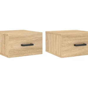 Franconville Nachtkastjes 2 st wandgemonteerd 35x35x20 cm sonoma eikenkleur Franconville Nachtkastjes 2 st wandgemonteerd 35x35x20 cm sonoma eikenkleur