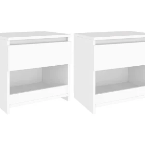Elle Nachtkastjes 2 st 40x30x39 cm bewerkt hout wit Elle Nachtkastjes 2 st 40x30x39 cm bewerkt hout wit