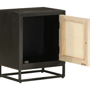 Garden Furniture – Nachtkastje 40x30x50 cm massief mangohout en ijzer zwart Garden Furniture – Nachtkastje 40x30x50 cm massief mangohout en ijzer zwart