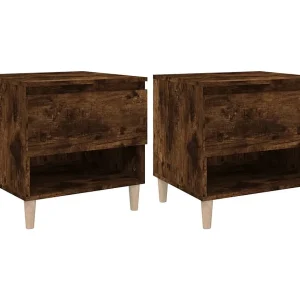 Galorn Nachtkastjes 2 st 50x46x50 cm bewerkt hout gerookt eikenkleurig Galorn Nachtkastjes 2 st 50x46x50 cm bewerkt hout gerookt eikenkleurig