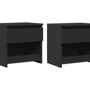 Elle Nachtkastjes 2 st 40x30x39 cm bewerkt hout zwart Elle Nachtkastjes 2 st 40x30x39 cm bewerkt hout zwart