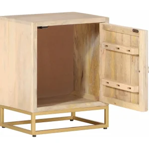 Garden Furniture – Nachtkastje 40x30x50 cm massief mangohout en ijzer Garden Furniture – Nachtkastje 40x30x50 cm massief mangohout en ijzer