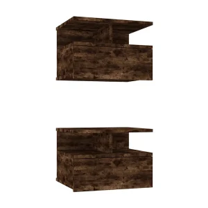Emmanuelle  Nachtkastjes 2 st zwevend 40x31x27 cm hout gerookt eikenkleurig