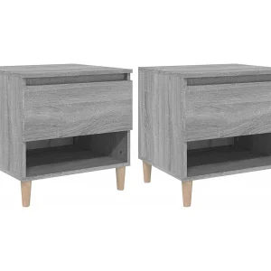 Galorn Nachtkastjes 2 st 50x46x50 cm bewerkt hout grijs sonoma eiken Galorn Nachtkastjes 2 st 50x46x50 cm bewerkt hout grijs sonoma eiken