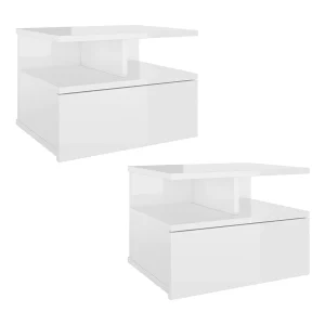 Emmanuelle  Nachtkastjes 2 st 40x31x27cm bewerkt hout hoogglans wit