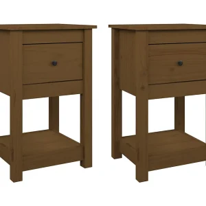 Fourmies  Nachtkastjes 2 st 40x35x61,5 cm massief grenenhout honingbruin