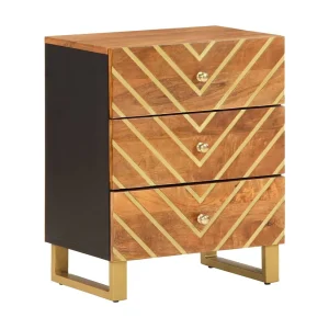 Garden Furniture – Nachtkastje 50x33x60 cm massief mangohout bruin en zwart Garden Furniture – Nachtkastje 50x33x60 cm massief mangohout bruin en zwart