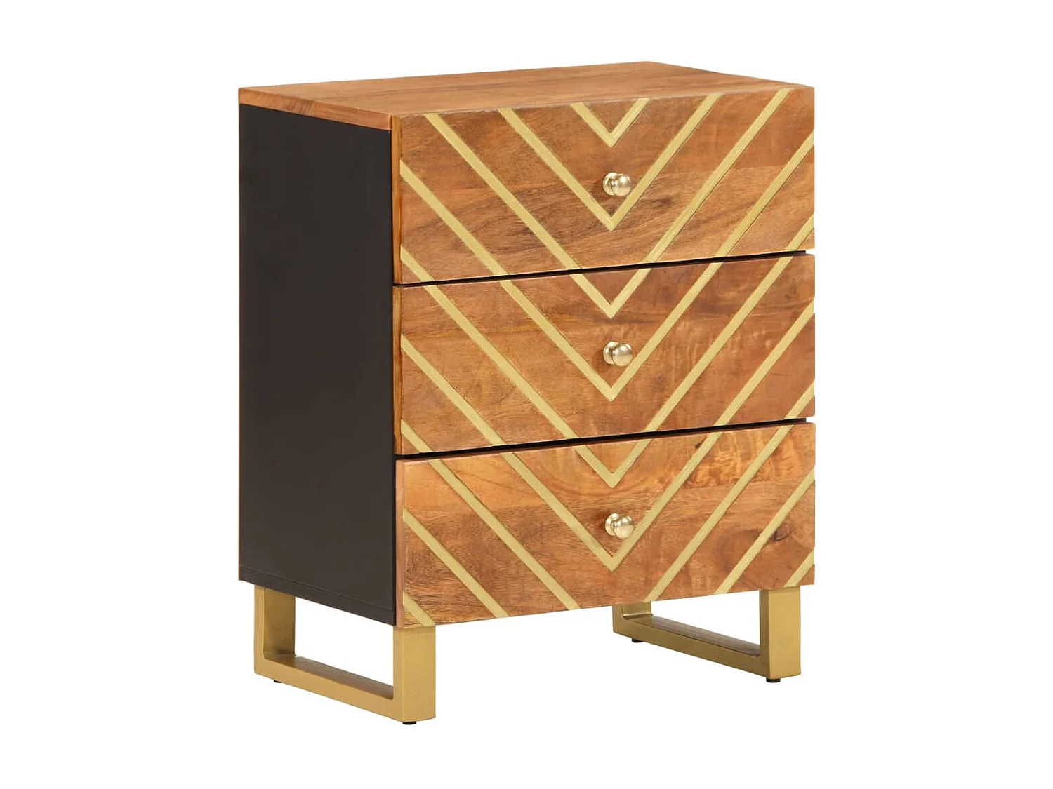 Garden Furniture - Nachtkastje 50x33x60 cm massief mangohout bruin en zwart