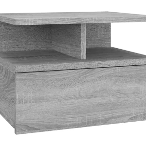 Emmanuelle  Nachtkastje zwevend 40x31x27 cm bewerkt hout grijs sonoma eiken