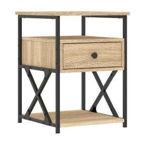 Eufaula Nachtkastje 40x42x55 cm bewerkt hout sonoma eikenkleurig Eufaula Nachtkastje 40x42x55 cm bewerkt hout sonoma eikenkleurig