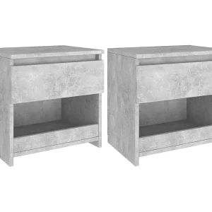 Elle Nachtkastjes 2 st 40x30x39 cm bewerkt hout betongrijs Elle Nachtkastjes 2 st 40x30x39 cm bewerkt hout betongrijs