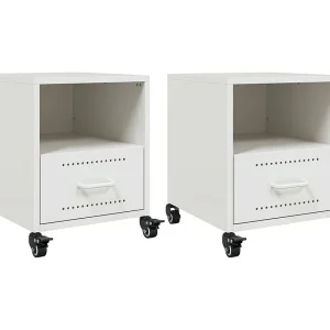 Evalara Nachtkastjes 2 st 36x39x43,5 cm staal wit Evalara Nachtkastjes 2 st 36x39x43,5 cm staal wit