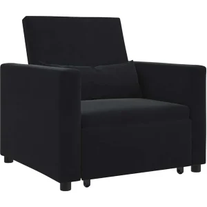 Enkele Slaapbank met wielen Zwart 90 x 165 x 87 cm Fluweel Enkele Slaapbank met wielen Zwart 90 x 165 x 87 cm Fluweel