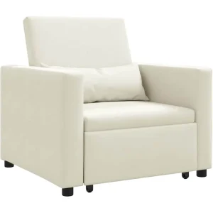 Enkele Slaapbank met wielen Crème 90 x 165 x 87 cm Fluweel