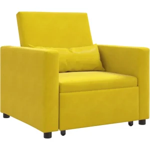 Enkele Slaapbank met wielen Geel 90 x 165 x 87 cm Fluweel