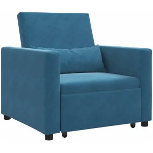Enkele Slaapbank met wielen Blauw 90 x 165 x 87 cm Fluweel