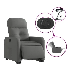 Elektrische relax en sta op stoel verstelbaar stof donkergrijs Elektrische relax en sta op stoel verstelbaar stof donkergrijs