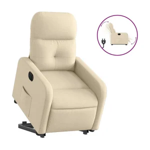 Elektrische relax en sta op stoel verstelbaar stof crèmekleurig Elektrische relax en sta op stoel verstelbaar stof crèmekleurig