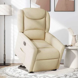 Elektrische relax en sta op stoel verstelbaar stof crèmekleurig Elektrische relax en sta op stoel verstelbaar stof crèmekleurig