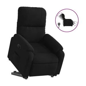 Elektrische relax en sta op stoel verstelbaar microvezelstof zwart Elektrische relax en sta op stoel verstelbaar microvezelstof zwart